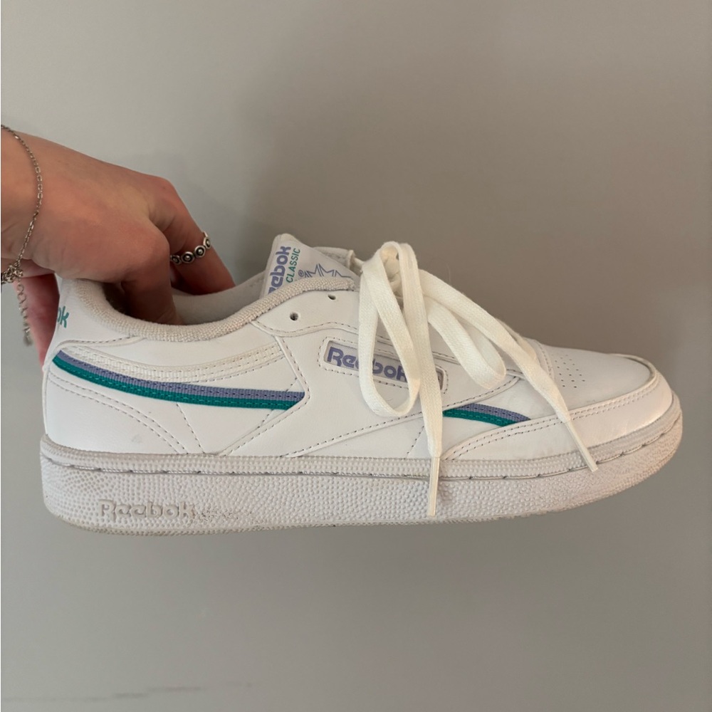 Reebok White Sneakers with Silver Details